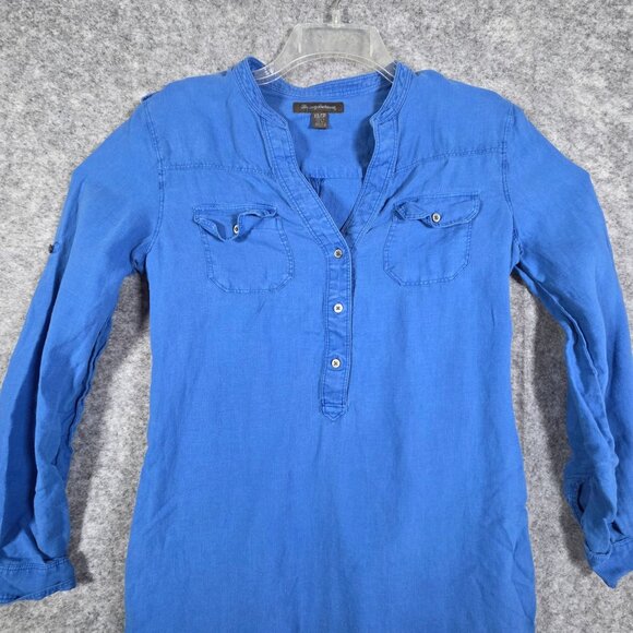 Tommy Bahama Women's Shirt Dress Long Sleeve Mini Length Denim Size XS Coastal - Picture 2 of 8